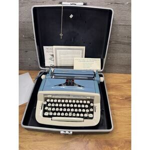 Vintage 1970s Royal Sabre Typewriter Blue w/Case Tested Working